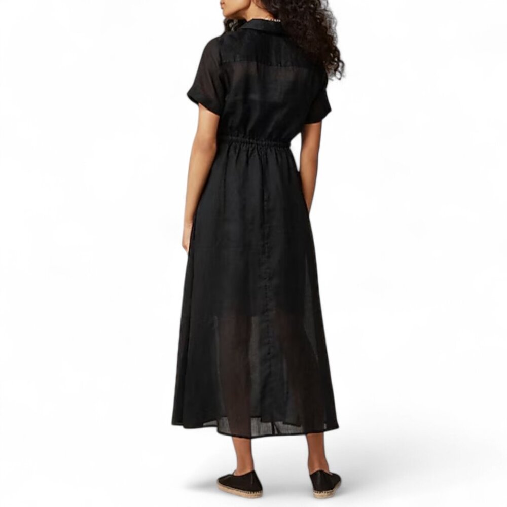 J. Crew Black Button-Front Maxi Shirt Dress - Picture 3 of 10